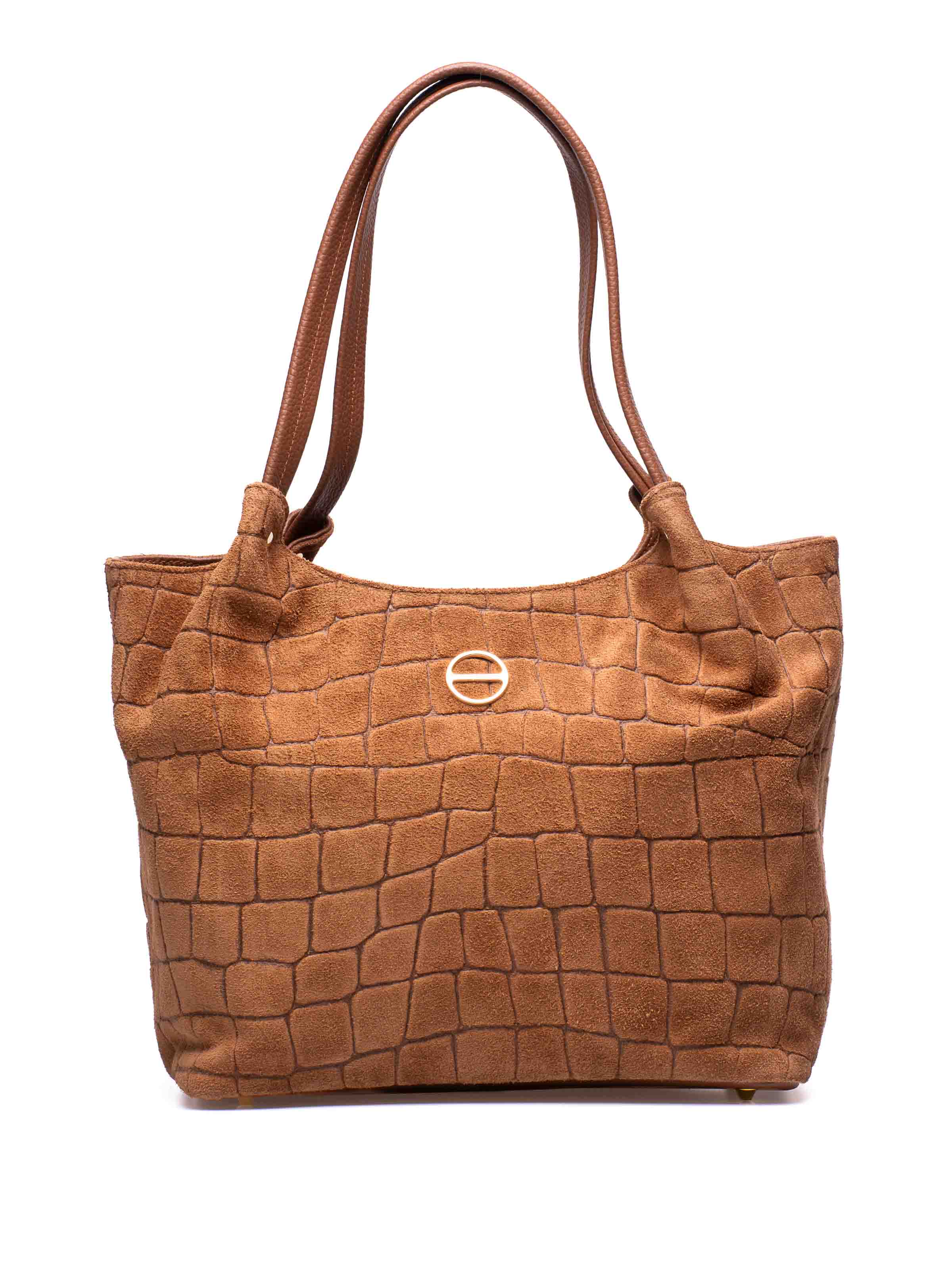 Небольшой шопер из натуральной замши в рыжем цвете с тиснением под жирафа