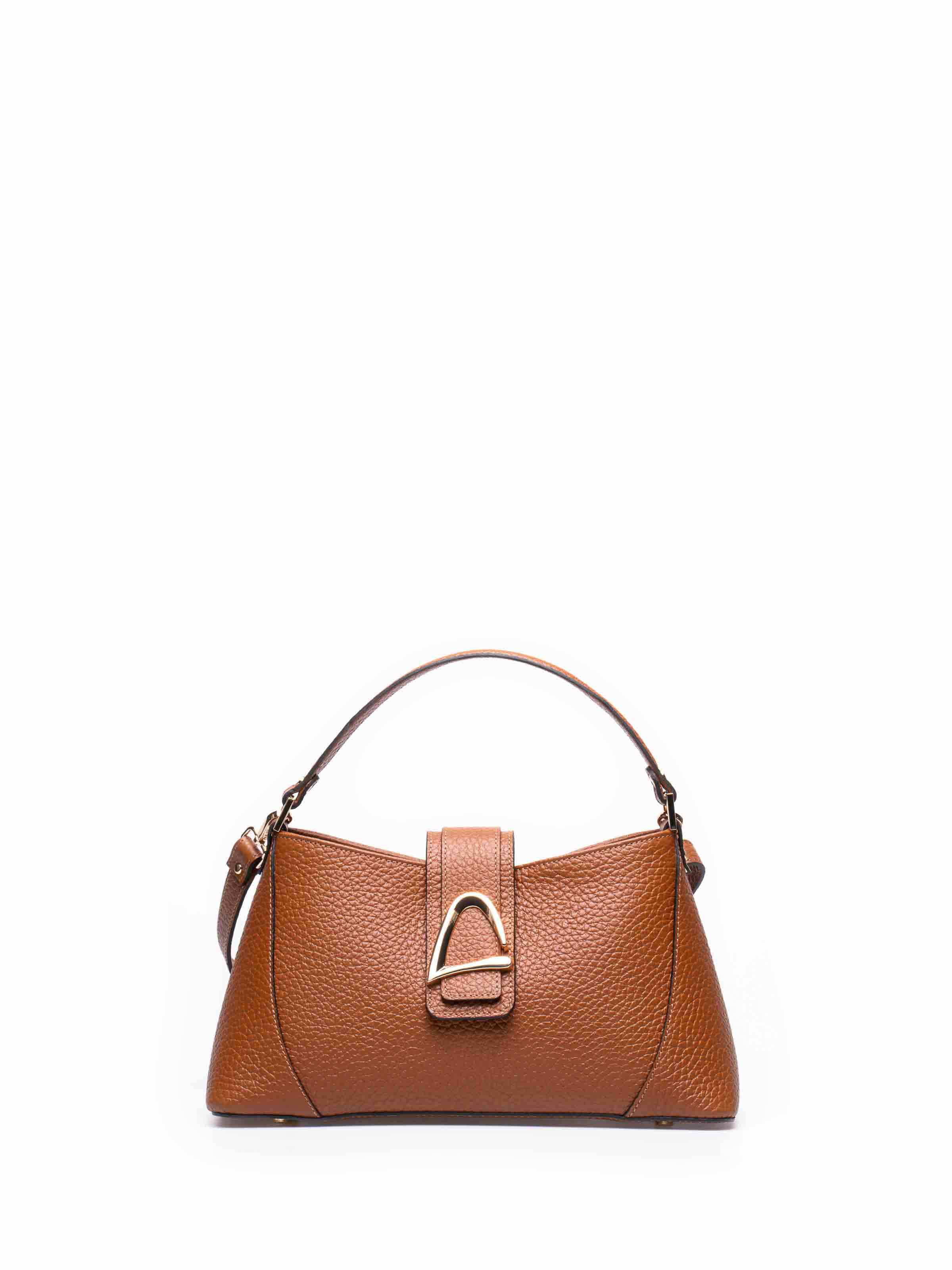 сумка‑трапеция от FOLLE — лаконичная модель из натуральной крупнозернистой кожи с узким клапаном в тёплом рыжем оттенке